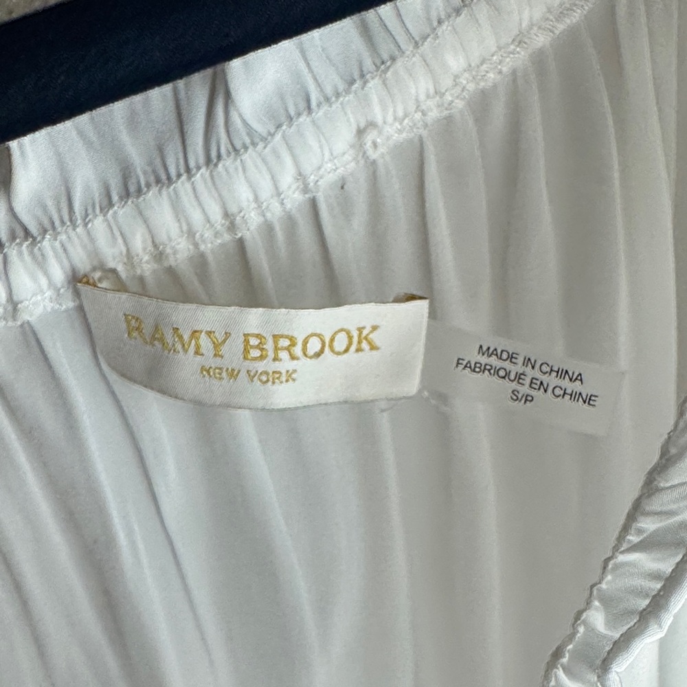 Ramy Brook White Blouse with Gold‎ Circular Accents Peasant Flowy Boho Fairy - S - Picture 2 of 10